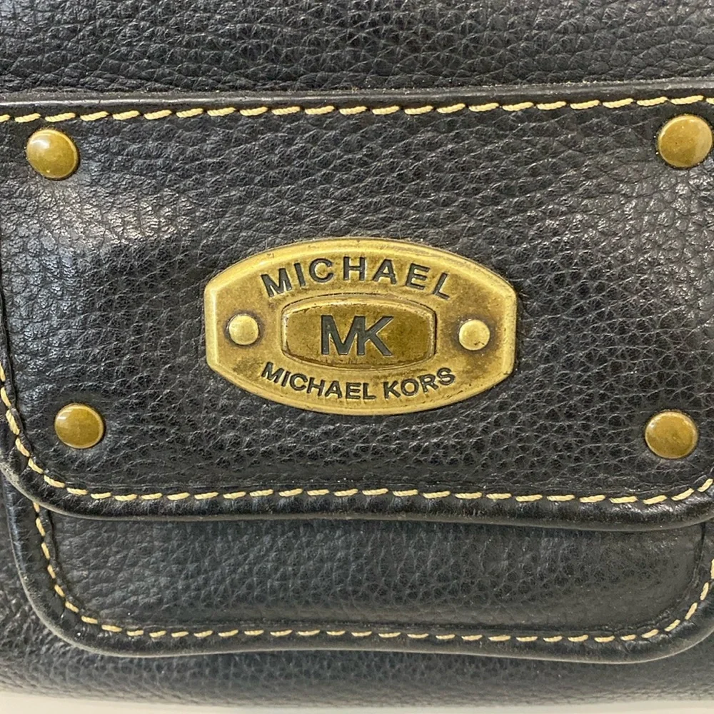 Vintage Michael Kors Dark Brown Pebbled Leather Brass Hardware Shoulder Bag - Picture 2 of 15